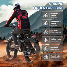 Load image into Gallery viewer, EDUAMOEK Dual Motor Ebike for Adults, 52V 23AH Large Battery Men Adult Fat Tire Electric Bike Peak 4000W 37MPH Electric Bicycles 7 Speed with Front Fork Suspension
