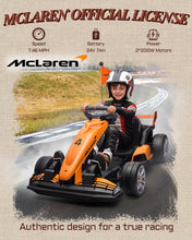 Load image into Gallery viewer, First Ride On Licensed McLaren Electric Go Kart for Kids, 24V 7AH Electric Drift Kart Car with Adjustable Seat
