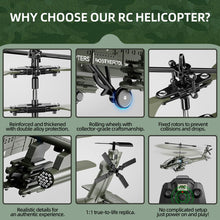 Load image into Gallery viewer, Remote Control Military Flying Helicopter Toy, 2.4GHz, 3.5 Channels Helicopter with Gyro &amp; LED Light, Altitude Hold (Green)
