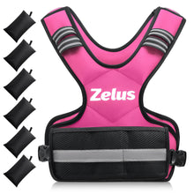 Load image into Gallery viewer, ZELUS Weighted Vest for Men and Women, Adjustable Body Weight Vest Exercise Set for Workouts, 4-10lb/11-20lb/20-32lb with 6 Ironsand Weights for Cardio Strength Training Walking Jogging, 4-10lb. Pink
