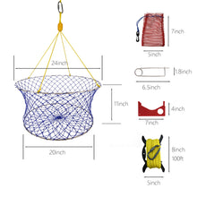 Load image into Gallery viewer, Stainless Crab Ring Trap Kit – Stainless Crab Net with 100ft Rope, Bait Bag, Clip &amp; Ruler – 24” Stainless Steel Two-Ring Crab Trap for Dock &amp; Pier Crabbing – Complete Recreational Crabbing Gear
