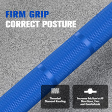 Load image into Gallery viewer, RitFit Elite 6.6ft Olympic Barbell, Robust 45lb Barbell for Weightlifting and Powerlifting, Superior Olympic Bar with Exceptional 900lbs Load Capacity, Weight Bar for 2” Standard Plates Sliver/Blue
