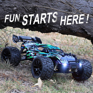 RC Cars Hailstorm, 36+KM/H High Speed 4WD 1:18 Scale Waterproof Remote Control Off Road Monster Truck with Two Rechargeable Batteries