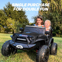 Load image into Gallery viewer, 24V 9Ah Ride on Toy for Big Kids, 4x4 2 Seater Ride on Car Truck w/Remote Control, 4x200W Motors - Black Warrior
