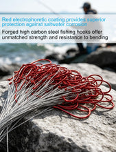 Load image into Gallery viewer, Facikono 1/0-10/0 Red Fishing Hook with Leader (6/0 Red, 100pcs)
