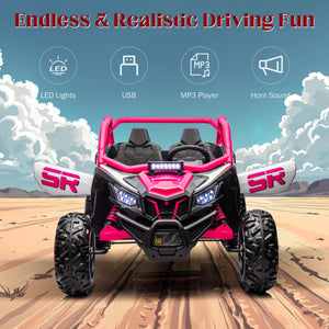 24V Electric Kids UTV Ride on Car with Remote Control, 2-Seater, 2 Shock Absorbers, 2x200W Motors (Pink)