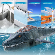 Load image into Gallery viewer, Remote Control Dinosaur Toys for Kids 3 4 5 6 7, Mosasaurus Diving Toys RC Boat with Light and Spray Water for Swimming
