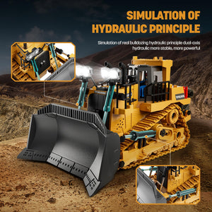 Remote Control Bulldozer Toys for Boys, Remote Control Bulldozer with Metal Dozer Blade