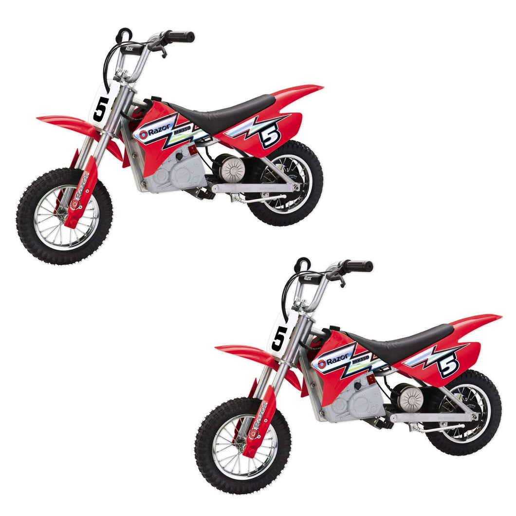 MX350 Kid & Teen Dirt Rocket Ride On High-Torque Electric Motocross Motorcycle Dirt Bike, Speeds up to 14 MPH, Red (2 Pack)