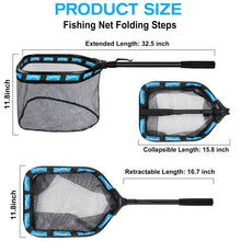 Load image into Gallery viewer, PLUSINNO Floating Fishing Net for Steelhead, Salmon, Fly, Kayak, Catfish, Bass, Trout Fishing, Rubber Coated Landing Net for Easy Catch &amp; Release, Compact &amp; Foldable for Easy Transportation &amp; Storage
