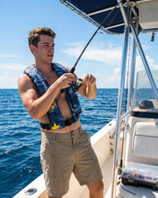 Load image into Gallery viewer, Owntop Automatic/Manual Inflatable Vest, Manual Convertible Option, Low Profile, Zipper Closure, Inflatable Fishing Jacket for Kayaking, Boating and Fishing, 24g CO2 Cylinder Included
