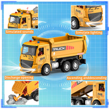 Load image into Gallery viewer, Remote Control Excavator and Dump Truck Toy Set - RC Construction Vehicles Toy with Barricades, Road Signs
