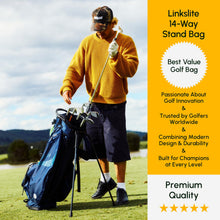 Load image into Gallery viewer, 14-Way Linkslite Waterproof Lightweight Golf Stand Bag (Minted Marine)
