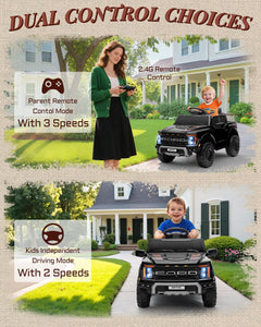 First Ride On 12V Licensed Ford F-150 Raptor Kids Ride on Toy, Ride on Truck with Parent Remote Control  (Black)