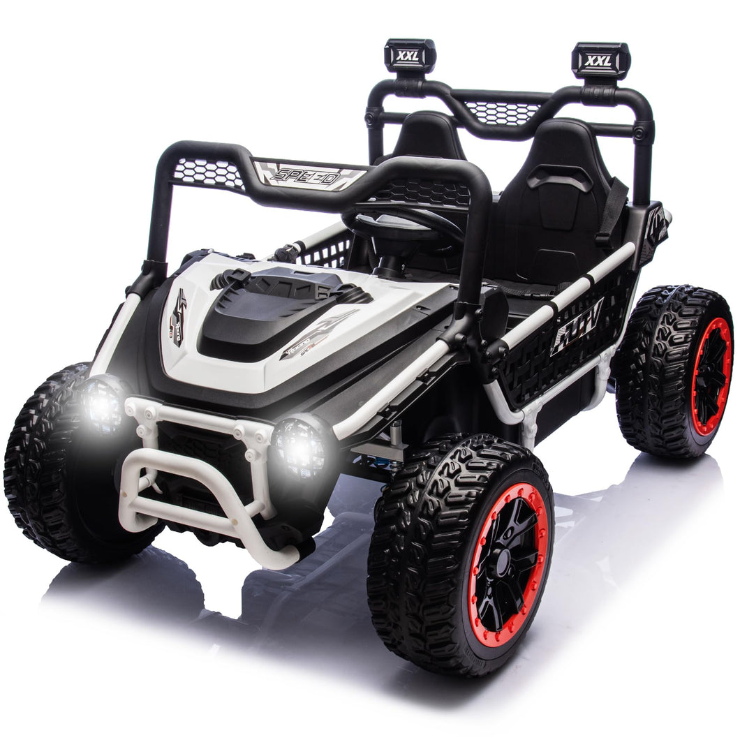 24V 2 Seater XXL Kids UTV Ride On Car with Remote Control 4WD Off Road Electric Vehicle Ride On Toy Car (White)