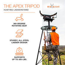 Load image into Gallery viewer, Big Game Apex 1- Person Tripod Stand for Hunting Deer, 12.5' Tall
