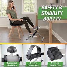 Load image into Gallery viewer, Under-Desk Stationary Bike  (Black and Gray)
