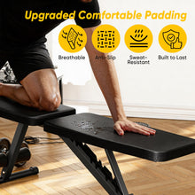 Load image into Gallery viewer, Adjustable Weight Bench for Home Gym, 600LBS Capacity Foldable Workout Bench with 7 Backrest Positions for Full Body Exercise, Compact for Small Spaces, Incline Decline Flat Bench with Quick Adjustment &amp; Easy Folding
