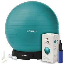 Load image into Gallery viewer, Retrospec Luna Exercise Ball with Pump - Anti-Burst Fitness Equipment for Yoga, 75cm - Turquoise
