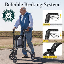Load image into Gallery viewer, HolyHeal 3 Wheel Walkers for Seniors, Lightweight Rollator Walkers Foldable for Elderly with Cane Hold and Cup Hold, Height Adjustable Aluminum Three Wheel Rolling Walker Mobility Aid, Black
