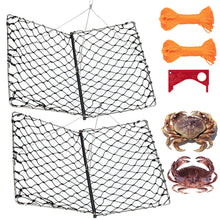 Load image into Gallery viewer, QualyQualy 17.9" Large Castable Crab Trap Kit Foldable Crabbing Net w/Rope
