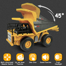 Load image into Gallery viewer, RC Excavator and Dump Truck Toy Set，2.4Ghz Metal Remote Control Construction Vehicle with Light &amp; Sound

