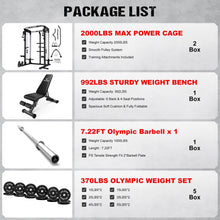 Load image into Gallery viewer, JELENS C21 Power Cage, 2000LBS Multi-Function Power Rack with Independent Dual Pulley System, All-in-One Squat Rack for Cable Crossover, Home Gym Workout Machine (Black, 370LBS Black)
