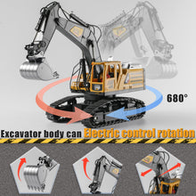Load image into Gallery viewer, Remote Control Excavator Toys for Boys,14 Channel RC Digger Construction Toys Tractor, Simulated Smoke, Sound, Lighting, Metal Digging Head
