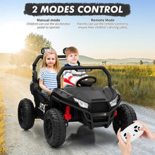 Load image into Gallery viewer, 24V 2 Seater UTV Ride on Toys for Kids 3-8, Remote Control Car with 17&quot; Large Tires, LED Lights &amp; Music, 2-Speed Gearbox, Black
