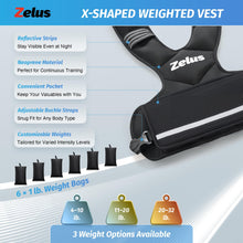 Load image into Gallery viewer, ZELUS Weighted Vest for Men and Women | 4-10lb/11-20lb/20-32lb Vest with 6 Ironsand Weights for Home Workouts | Adjustable Body Weight Vest Exercise Set for Cardio and Strength Training (4-10 lb.)
