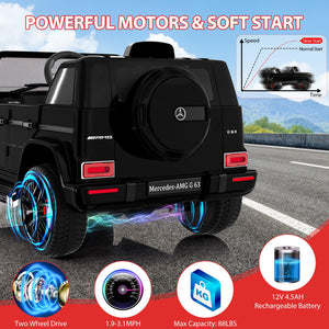 12V Kids Ride on Car, Licensed Mercedes Benz G63 Electric Car w/Remote Control, Music, Spring Suspension, Black