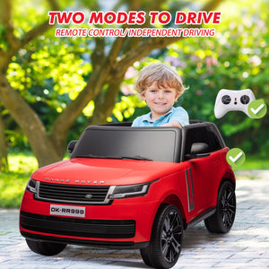 24V 2-Seater Licensed Land Rover Ride-On Car Toy Featuring Parent Remote Control, 3 Speed Settings, Wireless Music, Red