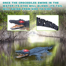 Load image into Gallery viewer, RC Crocodile Boat,2.4GHz Alligator with Glowing Eyes, RC High Simulation Crocodile RC Boat Lake &amp; Pool Toy, USB Rechargeable
