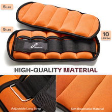 Load image into Gallery viewer, Adjustable Ankle Weights, 4.6 kg Sportneer 1 Pair Wrist Weights Arm Leg Weight Straps -Orange
