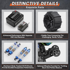 1/16 Scale 4WD Brushless RC Truck Max 40 MPH Fast RC Cars, All Terrains RC Car with Independent ESC 4X4 Off-Road Semi-Truck