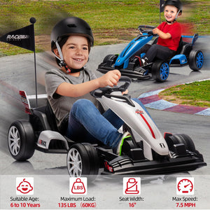 Electric Go Kart for Kids 3-8 - High Speed Drift Kart, 24V Battery Powered, 200W Dual Motor, Infinitely Variable Speed