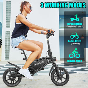 Folding Electric Bike for Adults, 374Wh Ebike, 20MPH Electric Bikes, 14" Foldable Electric Bicycle, 20-50 Miles Electric Bikes