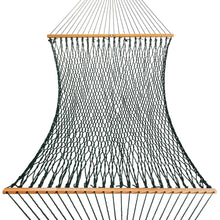 Load image into Gallery viewer, Original Pawleys Island Deluxe Green DuraCord Rope Hammock – 13 ft. x 60 in., 2-Person, 450 lb Capacity, Oak Spreader Bar, Zinc-Plated Hardware, Handcrafted in the USA
