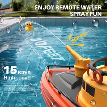 Load image into Gallery viewer, Remote Control Boat, Big RC Boat Firefighter for Kids 8-12 with 40 Mins Run Time (2 Batteries), One-Key Water Spary, 15 km/h High Speed
