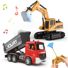 Load image into Gallery viewer, RC Excavator and Dump Truck Playset - RC Construction Vehicle Toys for Toddlers 6-12 Years Old, Children&#39;s Day Gift
