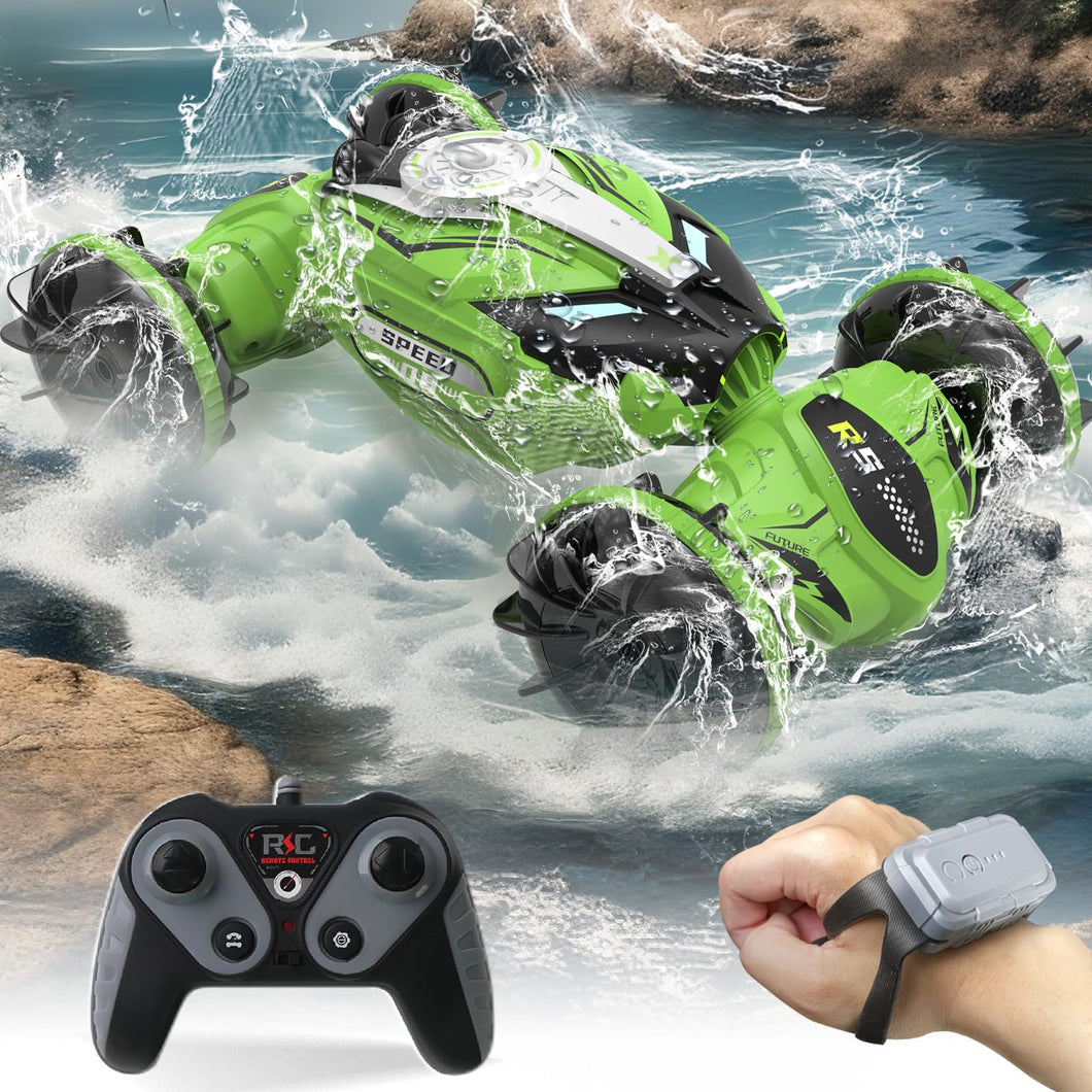Amphibious Remote Control Car Boat - 4WD Gesture RC Stunt Car 2.4 GHz Transforms Waterproof Vehicle Toys