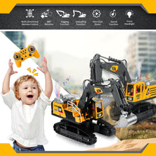 Load image into Gallery viewer, Remote Control Excavator Toys for Boys, 14 Channel 2.4Ghz RC Digger Metal Shovel with Spray, Lights, Sounds, 1:14 Construction Toys
