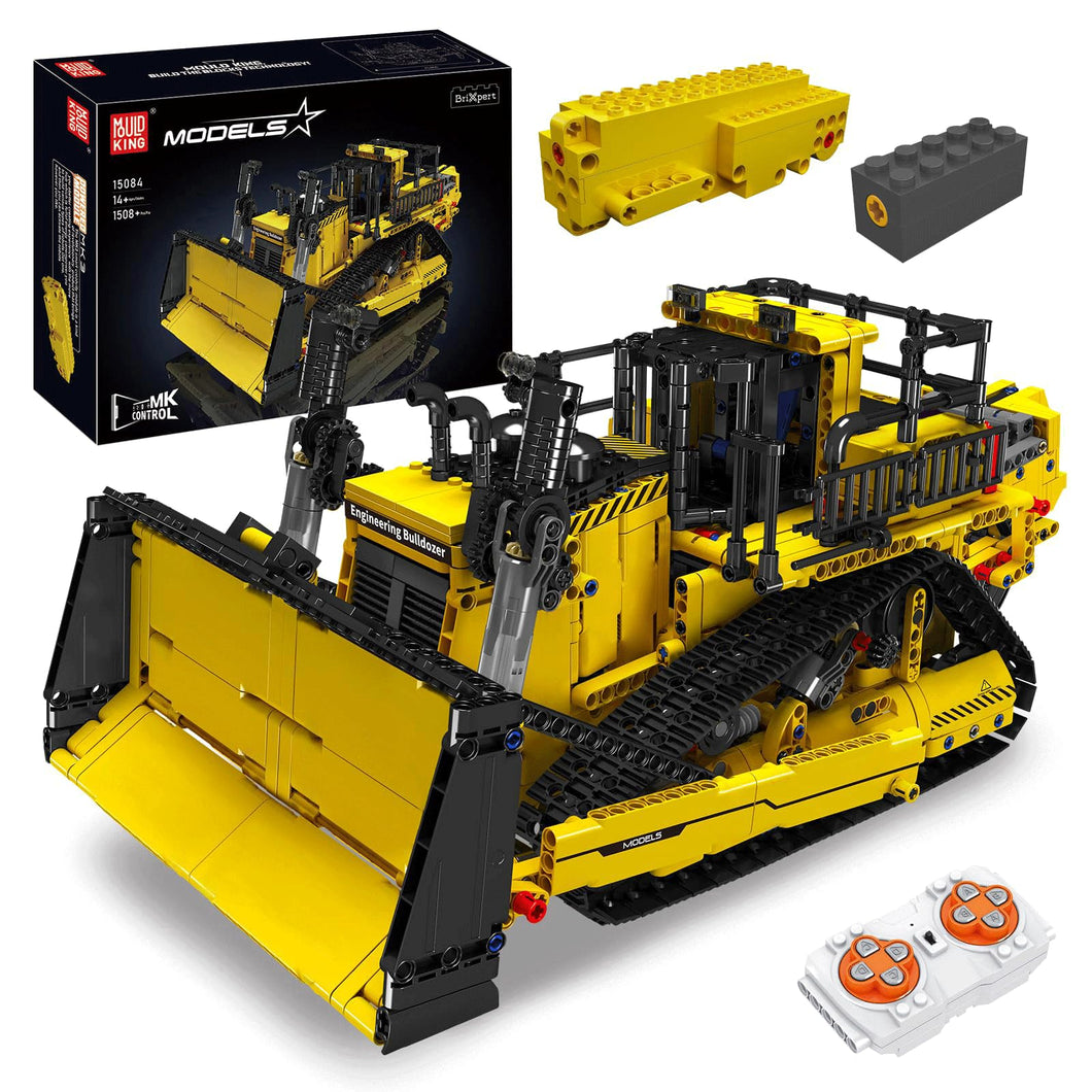 Bulldozer, App-Controlled 2.4G RC Bulldozer Truck Construction Vehicle Toys with Engines, DIY Engineering Model Sets for Adults/14+(1508 Pieces)
