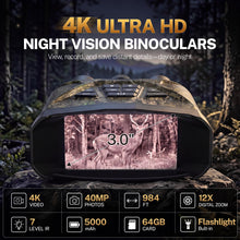 Load image into Gallery viewer, MOSSY OAK 4K Night Vision Goggles for Adults, 40MP Photos, 12X Digital Zoom
