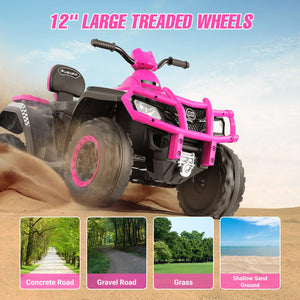 2 Seater Ride on ATV for Big Kids, 4 Wheeler Quad Ride on Toy with 10AH Battery,2 * 80 W Motor, 4mph Max Speed, Pink