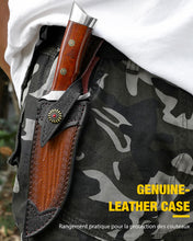 Load image into Gallery viewer, Omesio Survival Knife Set Hunting Knives for Men, 5.7" Large AST Mold Steel Blade Wood Handle Camping Knife for Hiking, Bushcraft, Outdoor
