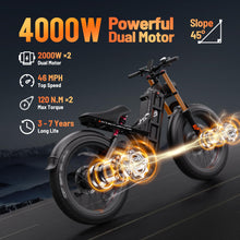 Load image into Gallery viewer, (2025 Upgraded) Romeo Pro Ⅱ 4000W Electric Bike for Adults,46MPH 52V 70AH Battery 200Miles Long Range Dual Motor Adult
