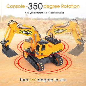 Remote Control Excavator Toy 2 Batteries RC Excavators Sandbox Digger Hydraulic Construction Toys Vehicles