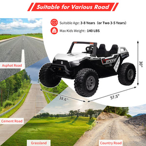 24V 2 Seater Ride on Car, 4WD UTV Electric Cars for Kids with Remote Control, 21" Large Seats, One Foldable Seat, 15.4" Large EVA Wheels