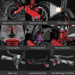 Electric Scooter Adults 6000W Dual Motor Up to 55MPH, 60V38AH Battery Range to 70 Miles, 11" Tubeless Tires Off-Road E-Scooter